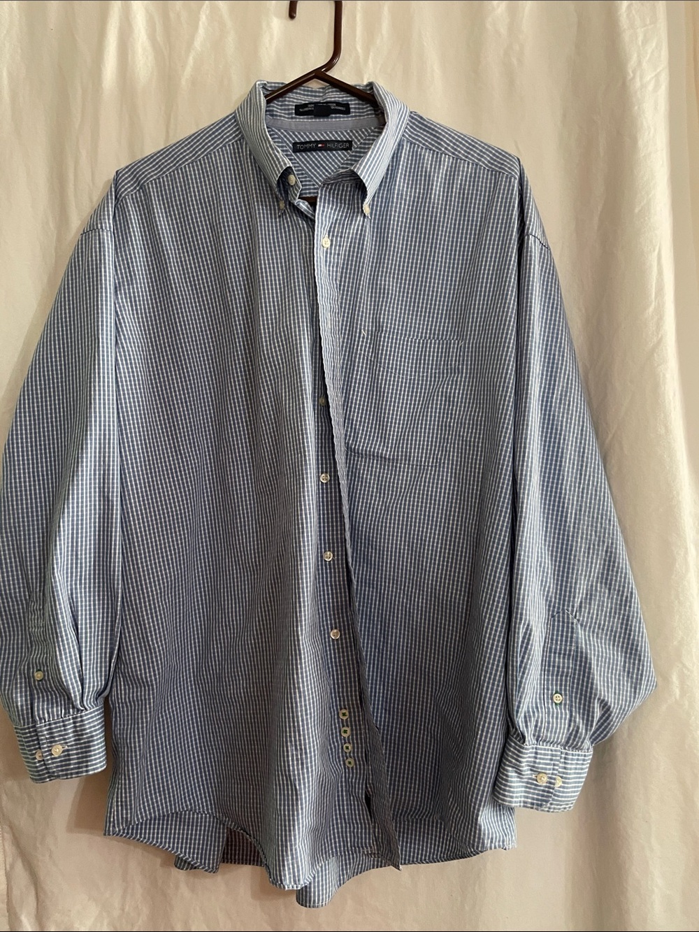 Tommy Hilfiger Light Blue & White Micro-Check Button-Down Shirt